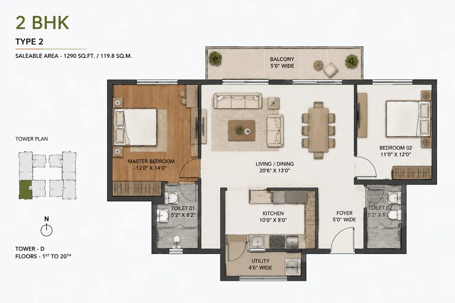 1 BHK Luxury Beach  Floor Plan