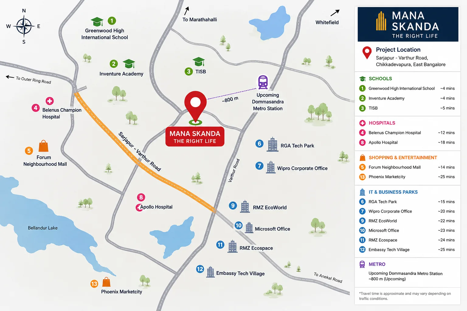 Whitefield - Sarjapur Road Location Map